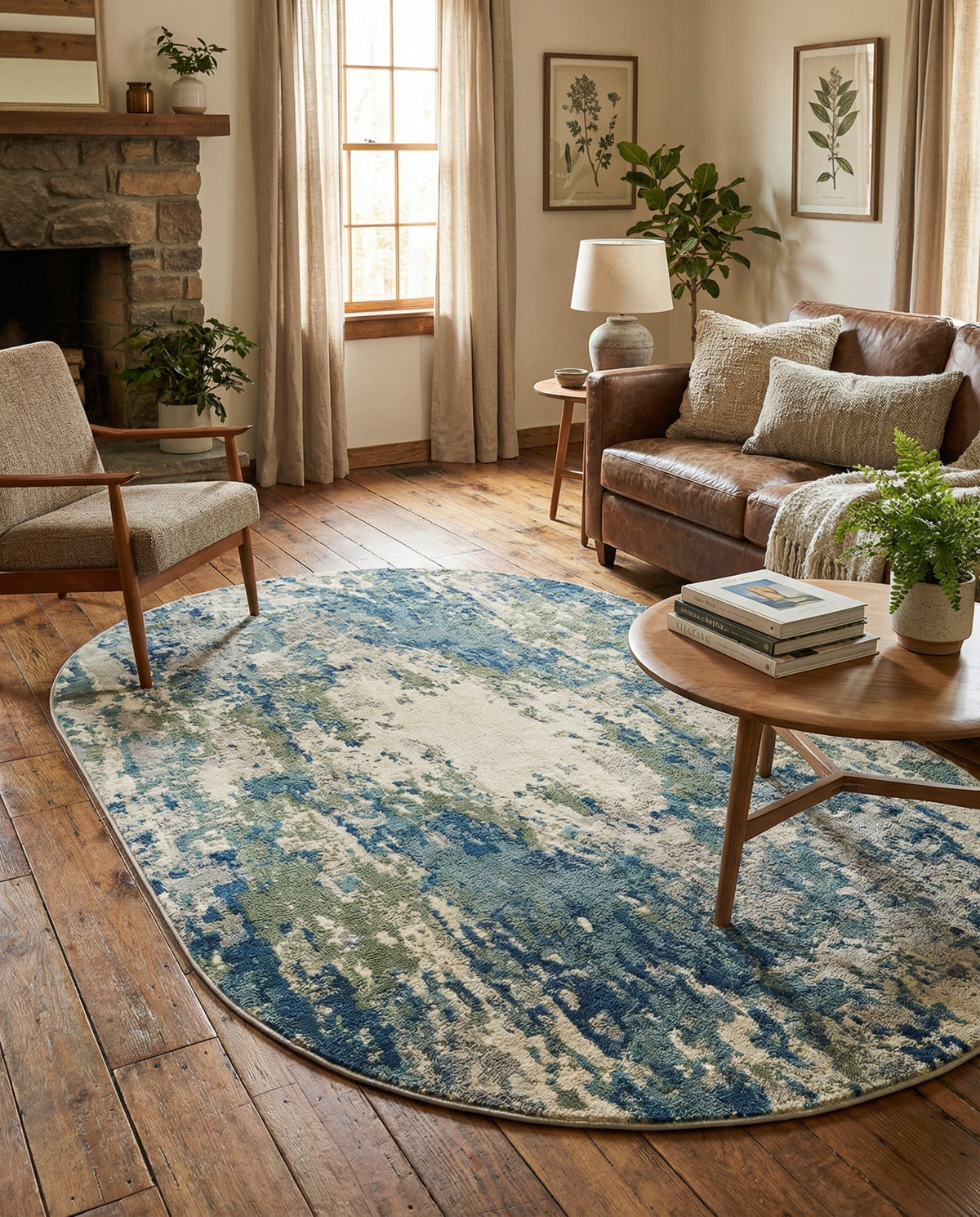 Chromatic Oasis Collection Area Rug -  Serene Oval Light Blue  lifestyle 95