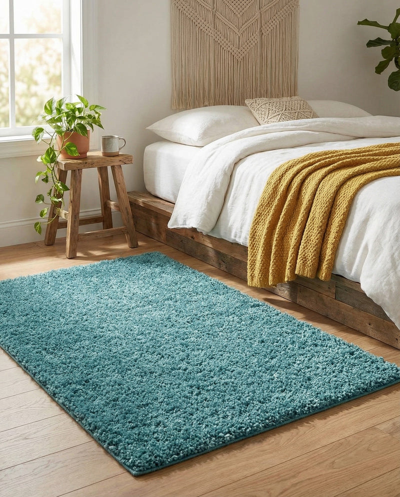 Cozy Comfort Shag Collection Area Rug - Haven (Turquoise) Rectangle Turquoise  lifestyle 28