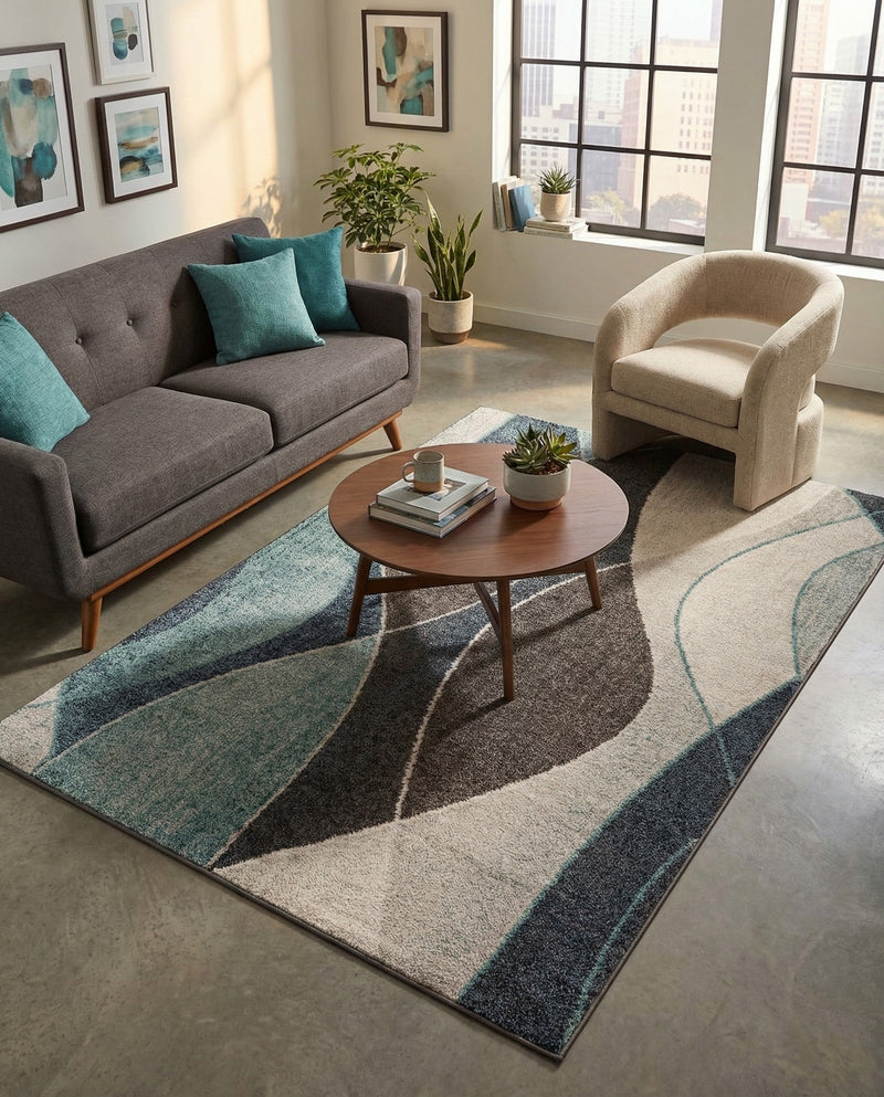 Autumn Meadow Collection Area Rug -  Emberglow Rectangle Blue Gray  lifestyle 23