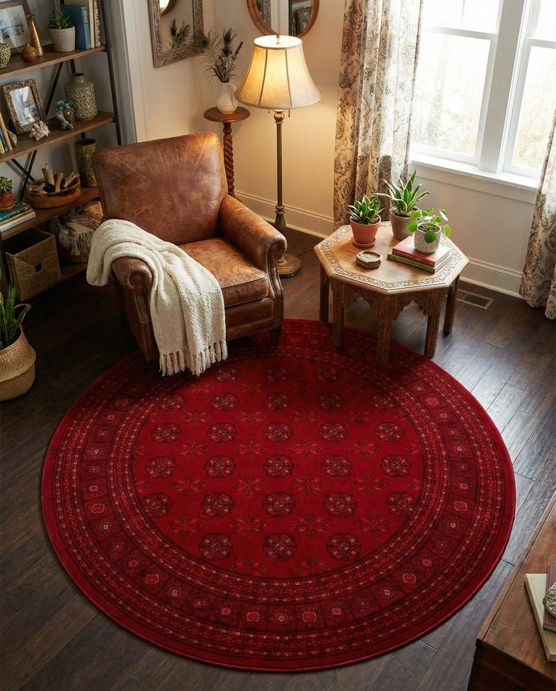 Samarkand Elegance Collection Area Rug -  Konye-Urgench Round Red  lifestyle 72