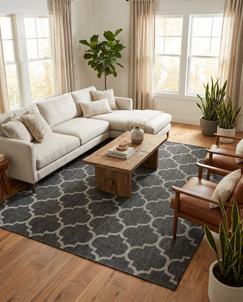 Savannah Pergola Collection Area Rug - Arbor (Black) Rectangle Black  lifestyle 29