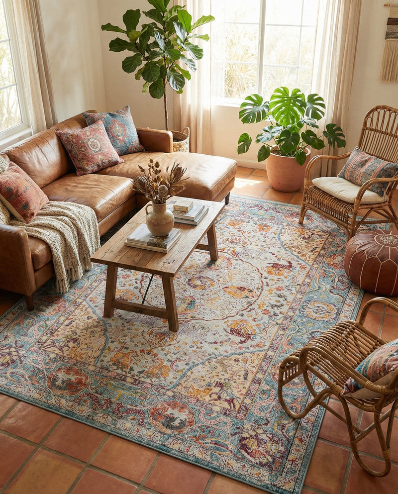 Caribbean Breeze Collection Area Rug -  Xcalak Rectangle Light Blue  lifestyle 42