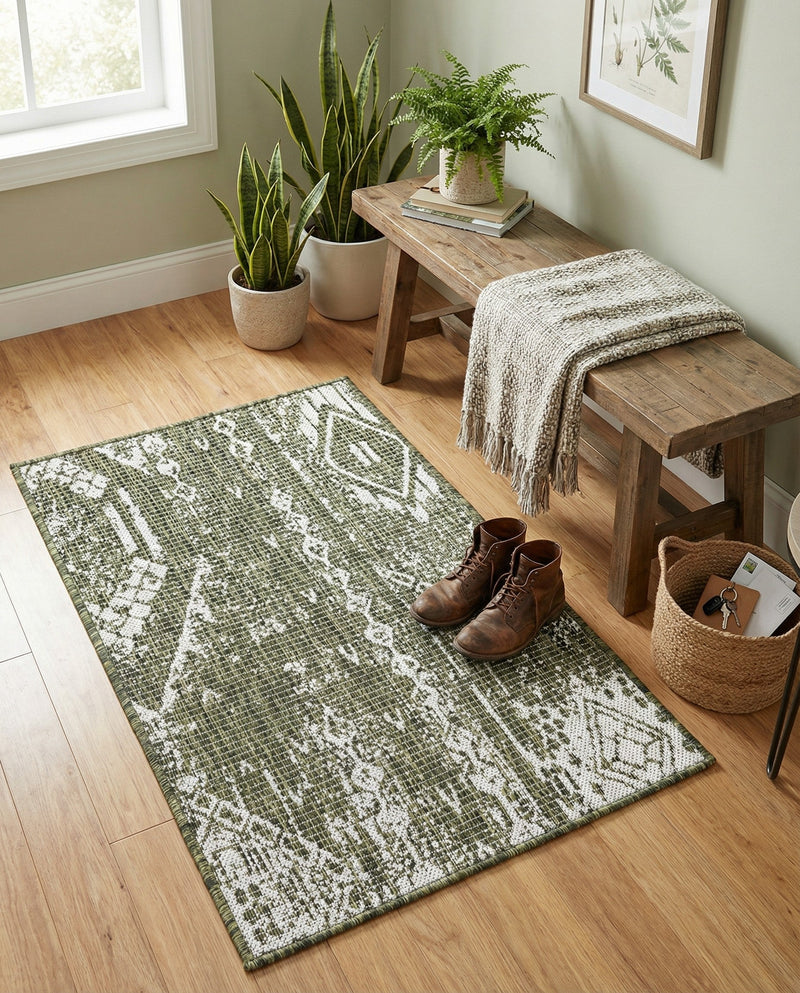 Desert Nomad Terrace Collection Area Rug - Sahara (Green) Rectangle Green  lifestyle 33