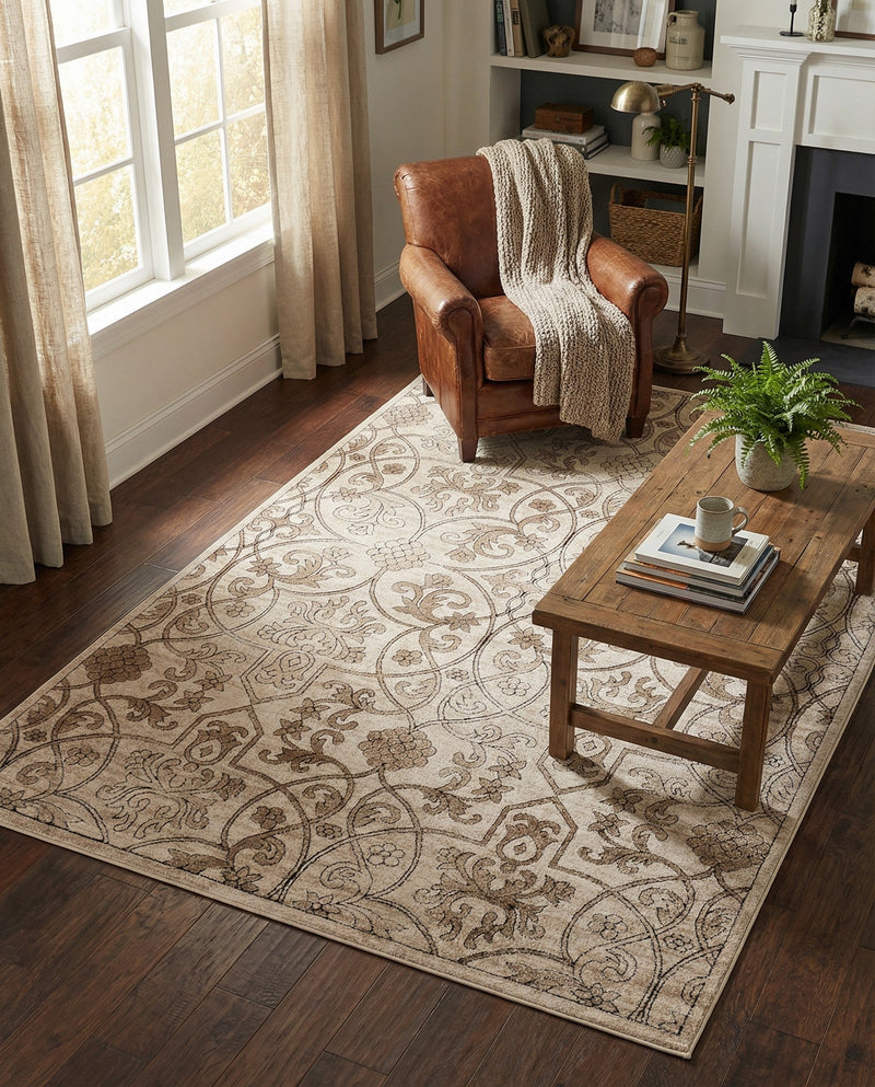Andes Summit Collection Area Rug -  Merida Rectangle Dark Beige  lifestyle 7