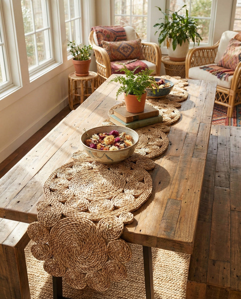 Woven Seaside Jute Collection Area Rug - Whittaker Table Runner Natural  lifestyle 79