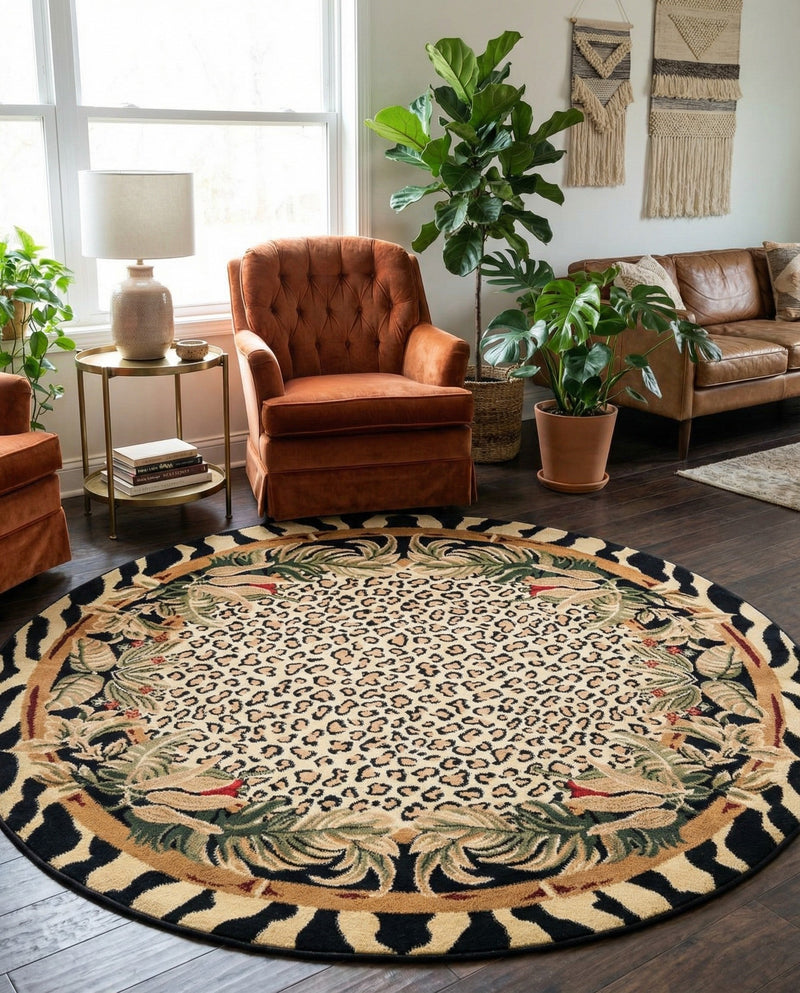 Savannah Sojourn Collection Area Rug -  Moremi Round Cream  lifestyle 70