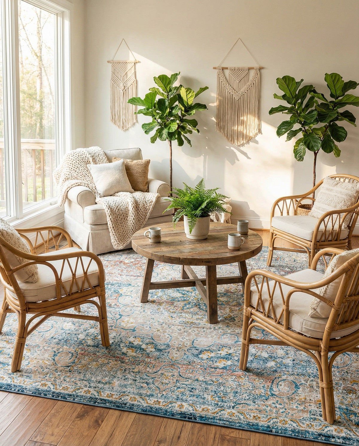 Coastal Haven Collection Area Rug - Seabreeze (Multi) Square Multi  lifestyle 99