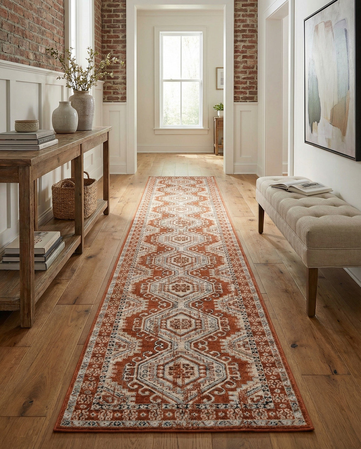 Savannah Elegance Collection Area Rug -  Tybee (Terracotta) Runner Terracotta  lifestyle 98