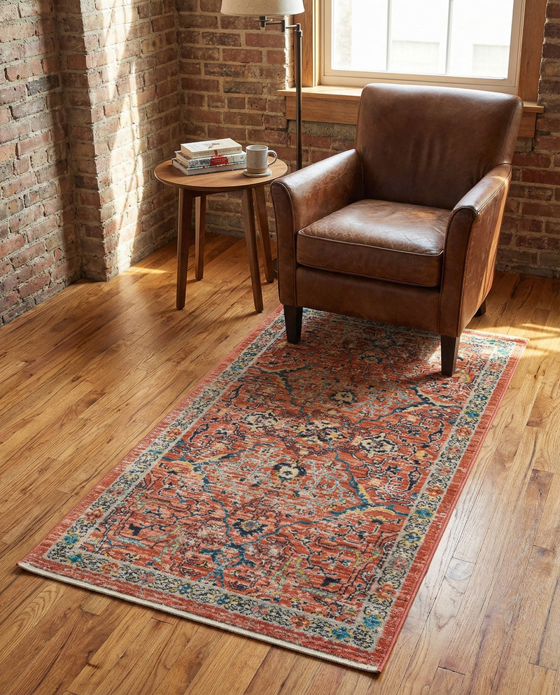 Seville Stripes Collection Area Rug -  Malaga (Brick Red) Rectangle Brick Red  lifestyle 33