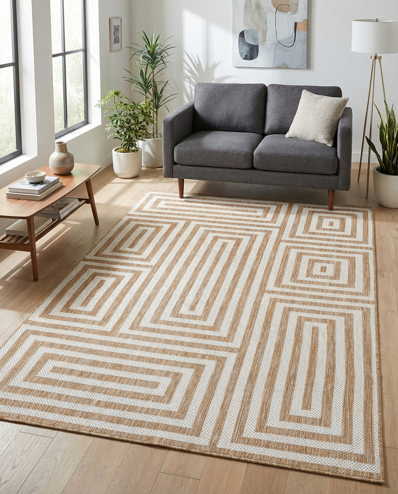Urban Terrace Collection Area Rug -  Flatiron Rectangle Taupe  lifestyle 34