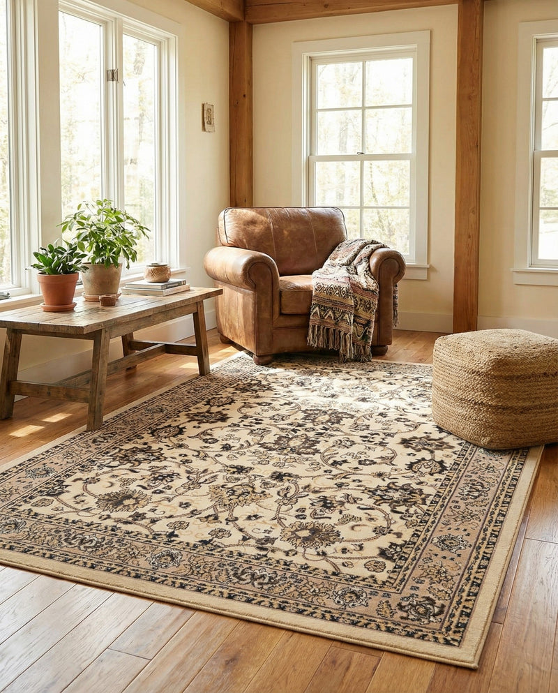 Isfahan Elegance Collection Area Rug - Naghsh-e Jahan (Ivory) Rectangle Ivory  lifestyle 22