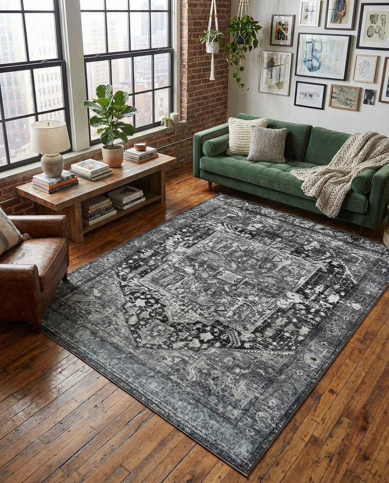 Casablanca Tapestry Collection Area Rug - Fes Rectangle Steel gray  lifestyle 80