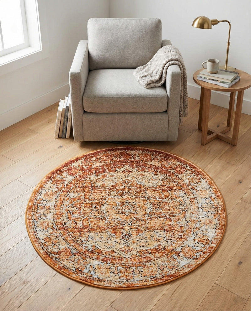 Savannah Soiree Collection Area Rug -  Everglade (Rust Red) Round Rust Red  lifestyle 79