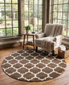 Lattice Gardens Collection Area Rug -  Bloomfield (Brown) Round Brown  lifestyle 70