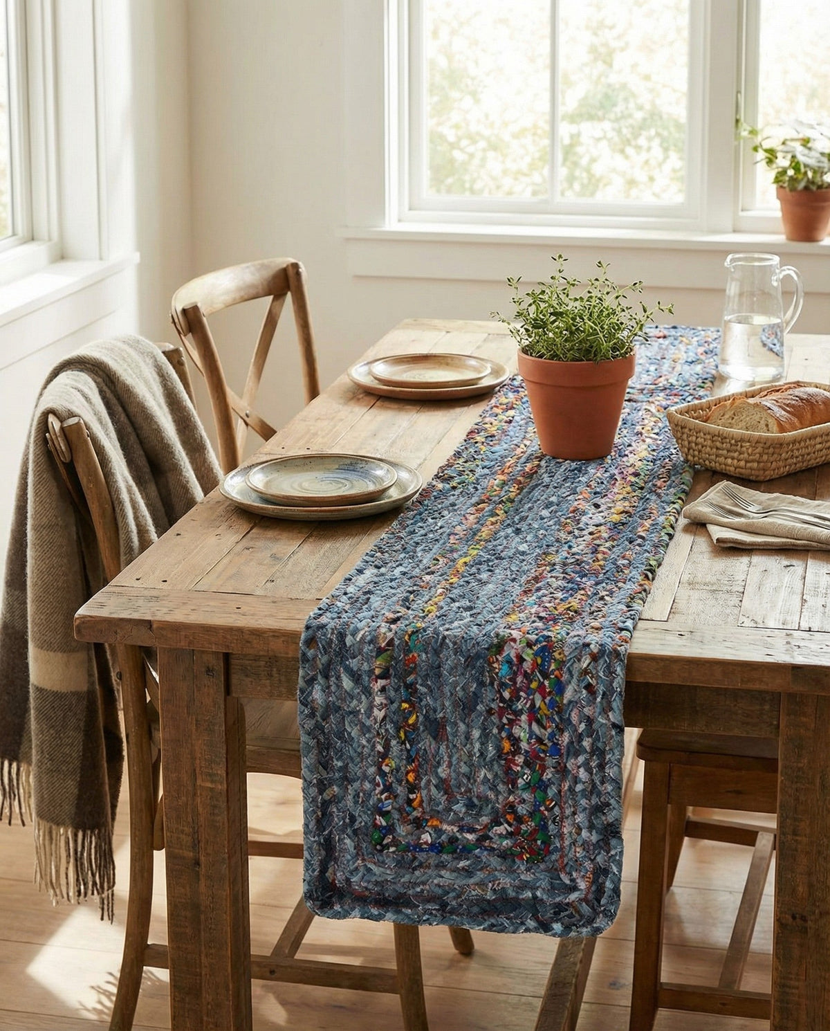 Woven Udaipur Collection Area Rug - Sahara Table Runner Blue and Multi  lifestyle 98
