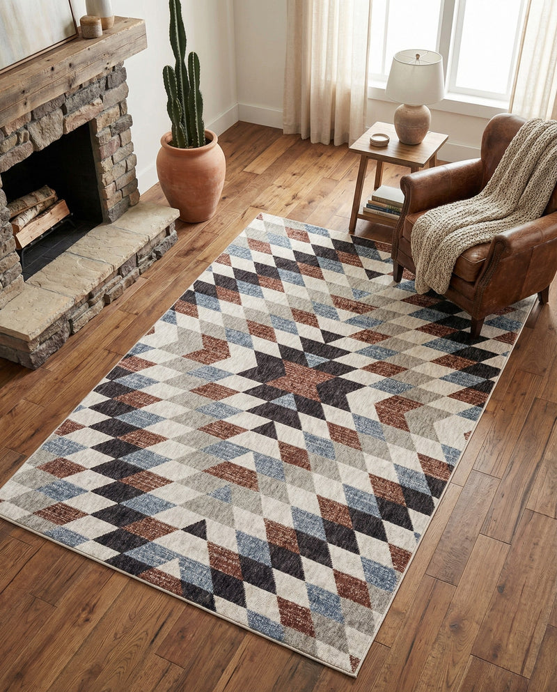 Desert Modern Eco Rug Series Collection Area Rug - Sedona Rectangle Multi  lifestyle 9