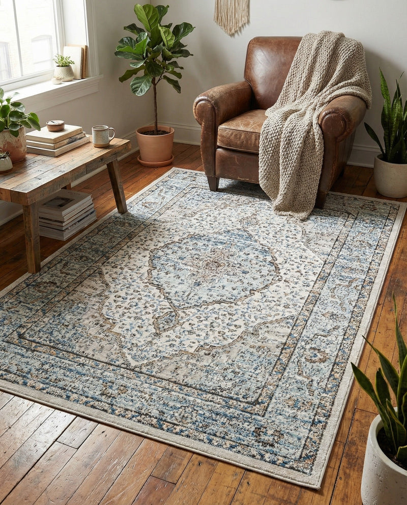 Mykonos Manor Collection Area Rug - Delos Rectangle Blue  lifestyle 22