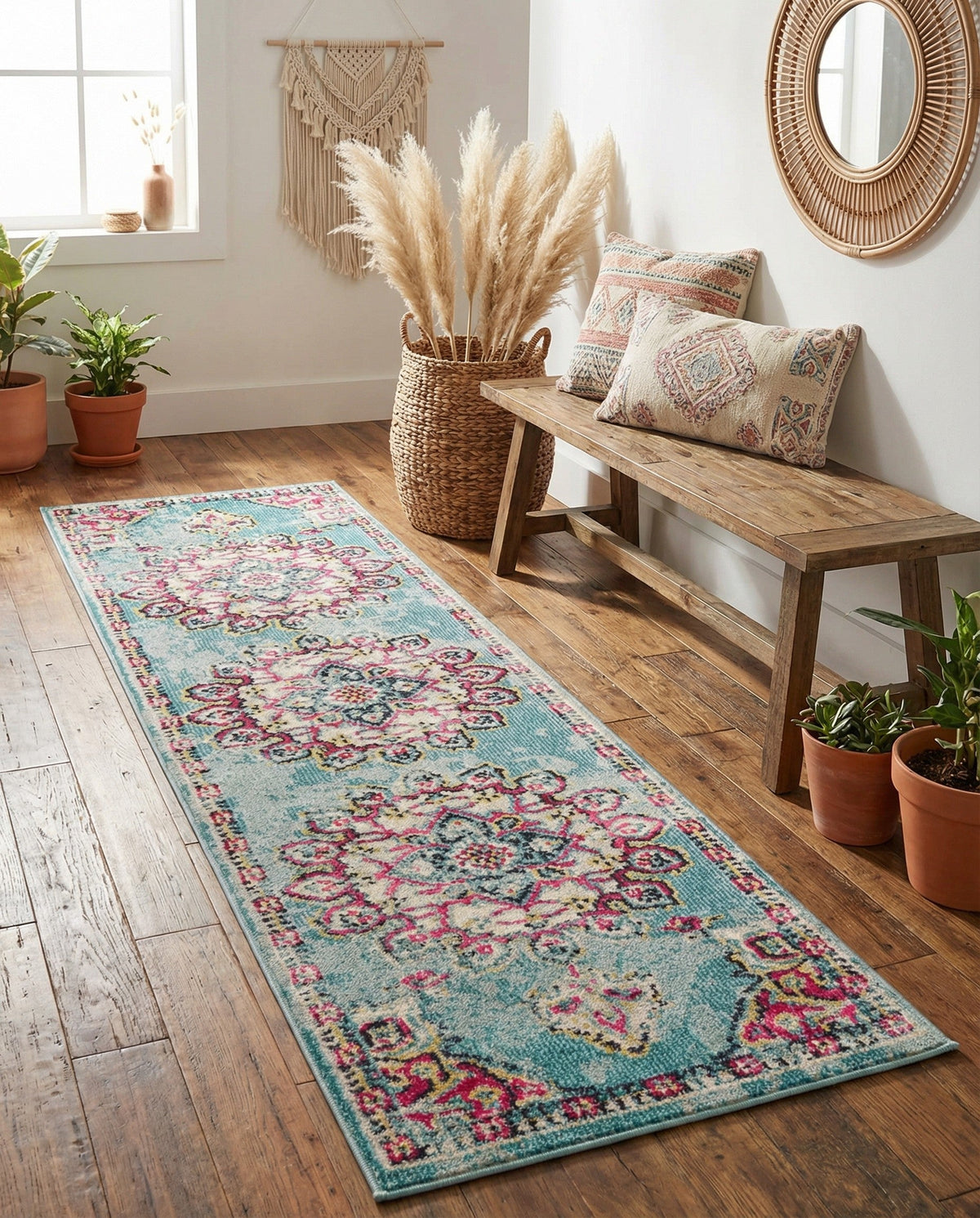 Chateau Elegance Collection Area Rug -  Riviera Runner Light Blue  lifestyle 72