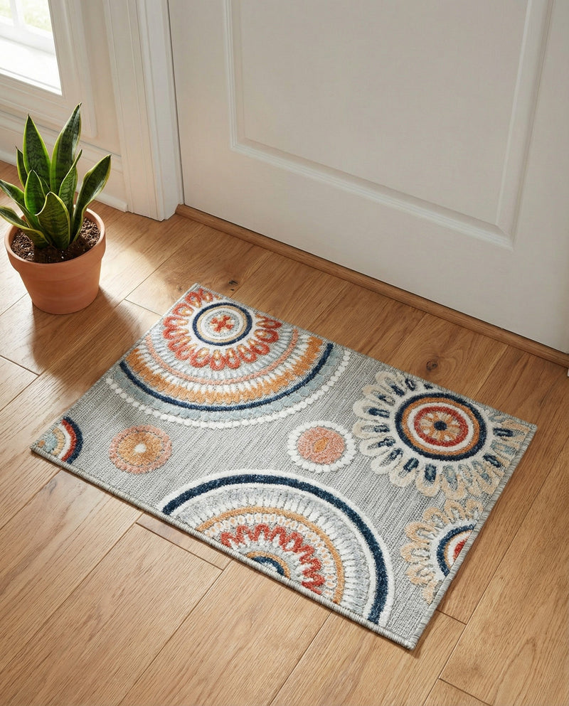 Seaside Blooms Collection Area Rug -  Eden Rectangle Gray  lifestyle 54