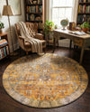 Heritage Elegance Collection Area Rug -  Windsor (Yellow) Round Yellow  lifestyle 45