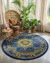 Caribbean Cove Collection Area Rug -  Grenada Round Navy Blue  lifestyle 46
