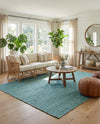 Woven Seaside Jute Collection Area Rug - Savannah (Turquoise) Rectangle Turquoise  lifestyle 15