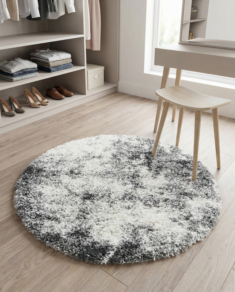 Cozy Haven Shag Collection Area Rug -  Tranquility (Smoke Gray) Round Smoke Gray  lifestyle 57