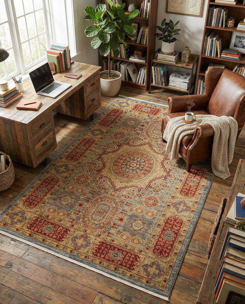 Ottoman Elegance Collection Area Rug -  Ephesus Rectangle Light Blue  lifestyle 43