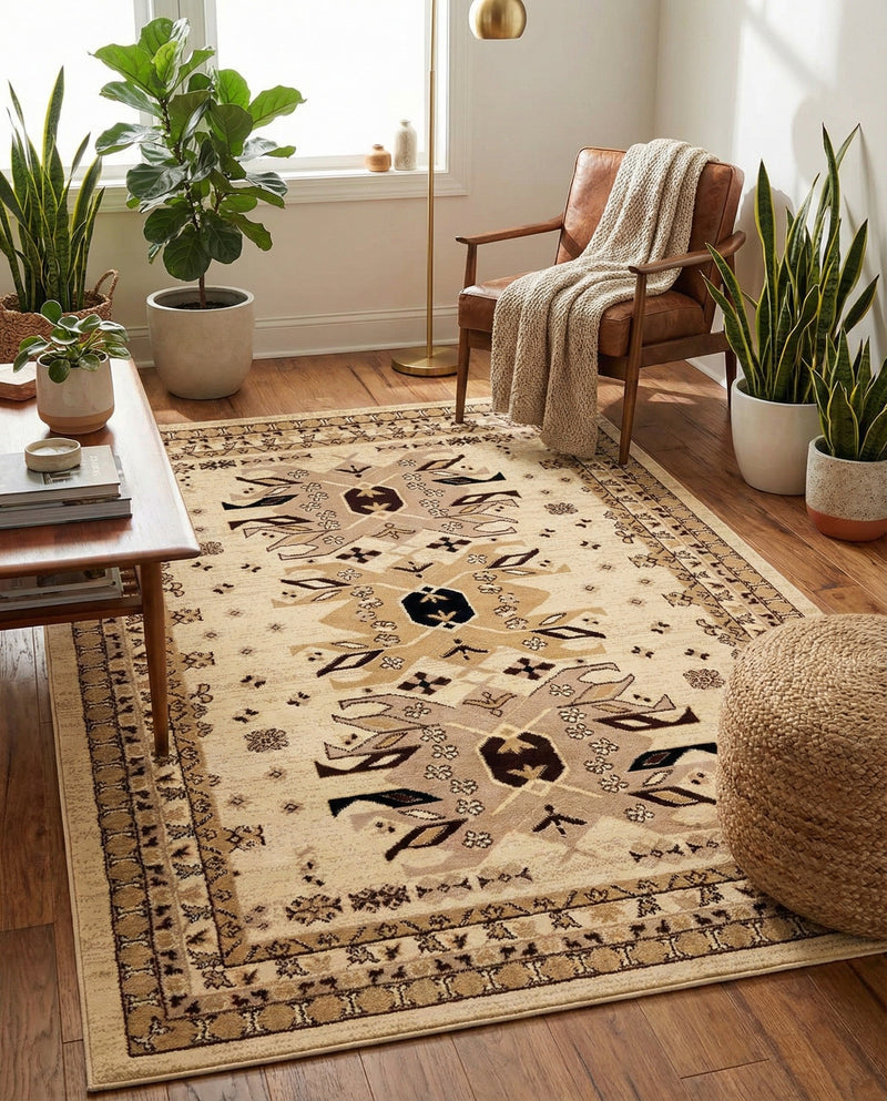 Tabriz Tapestries Collection Area Rug - Azerbaijan (Ivory) Rectangle Ivory  lifestyle 28