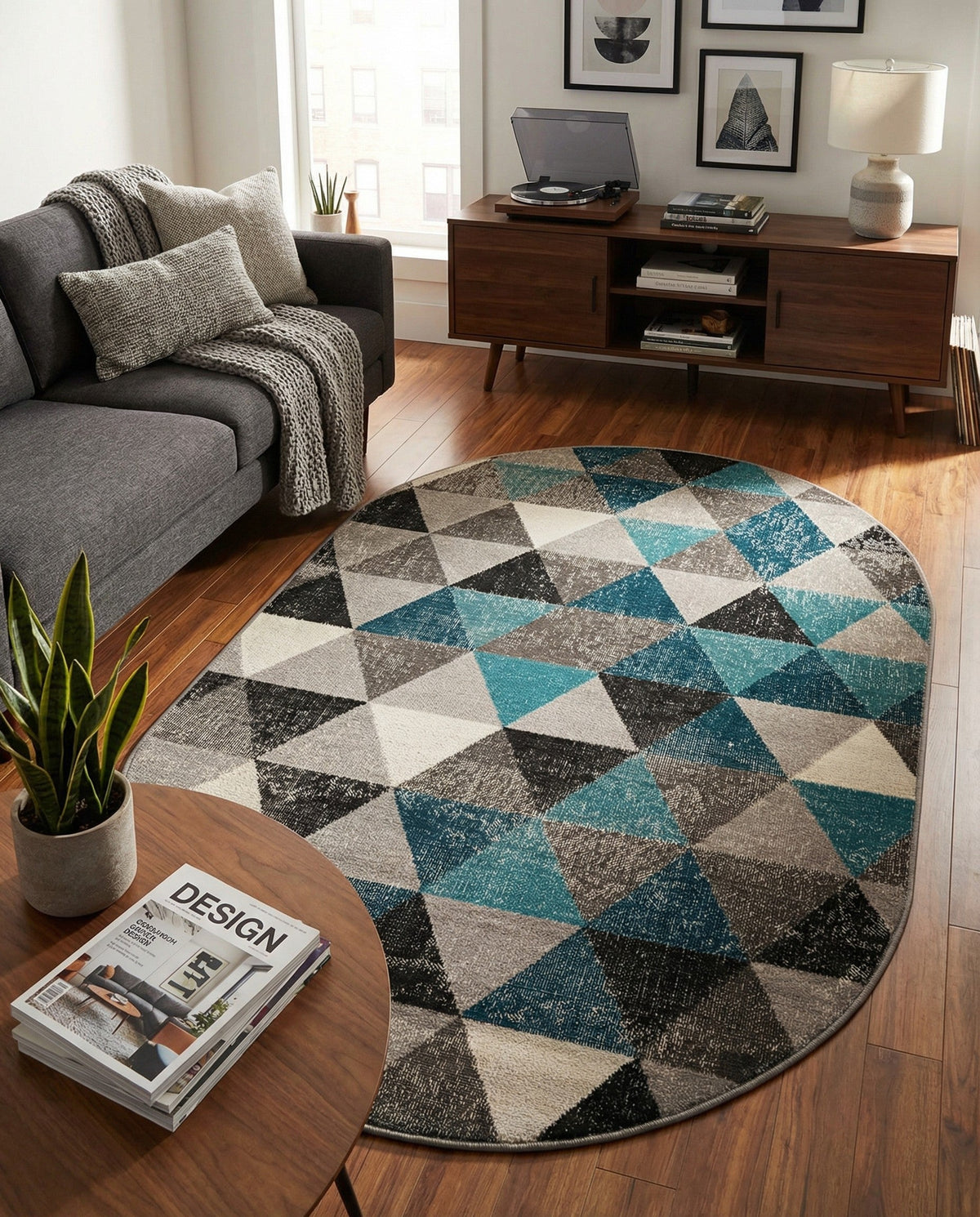 Seville Elegance Collection Area Rug -  Malaga Oval Gray  lifestyle 97