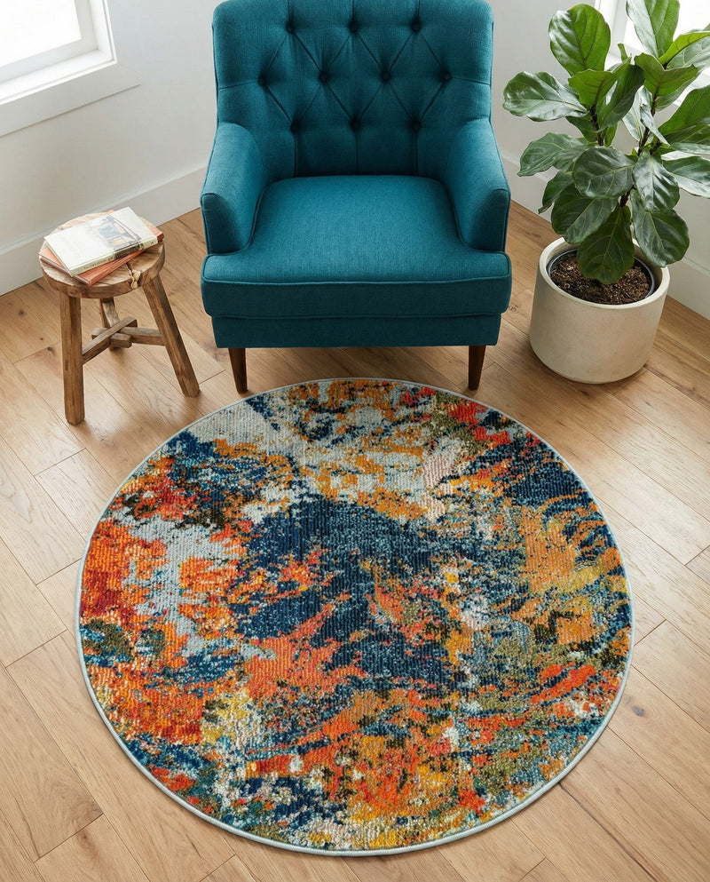 Colorburst Oasis Collection Area Rug -  Chroma Round Multi  lifestyle 75
