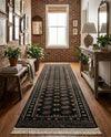 Samarkand Elegance Collection Area Rug -  Margilan (Dark Green) Runner Dark Green  lifestyle 59