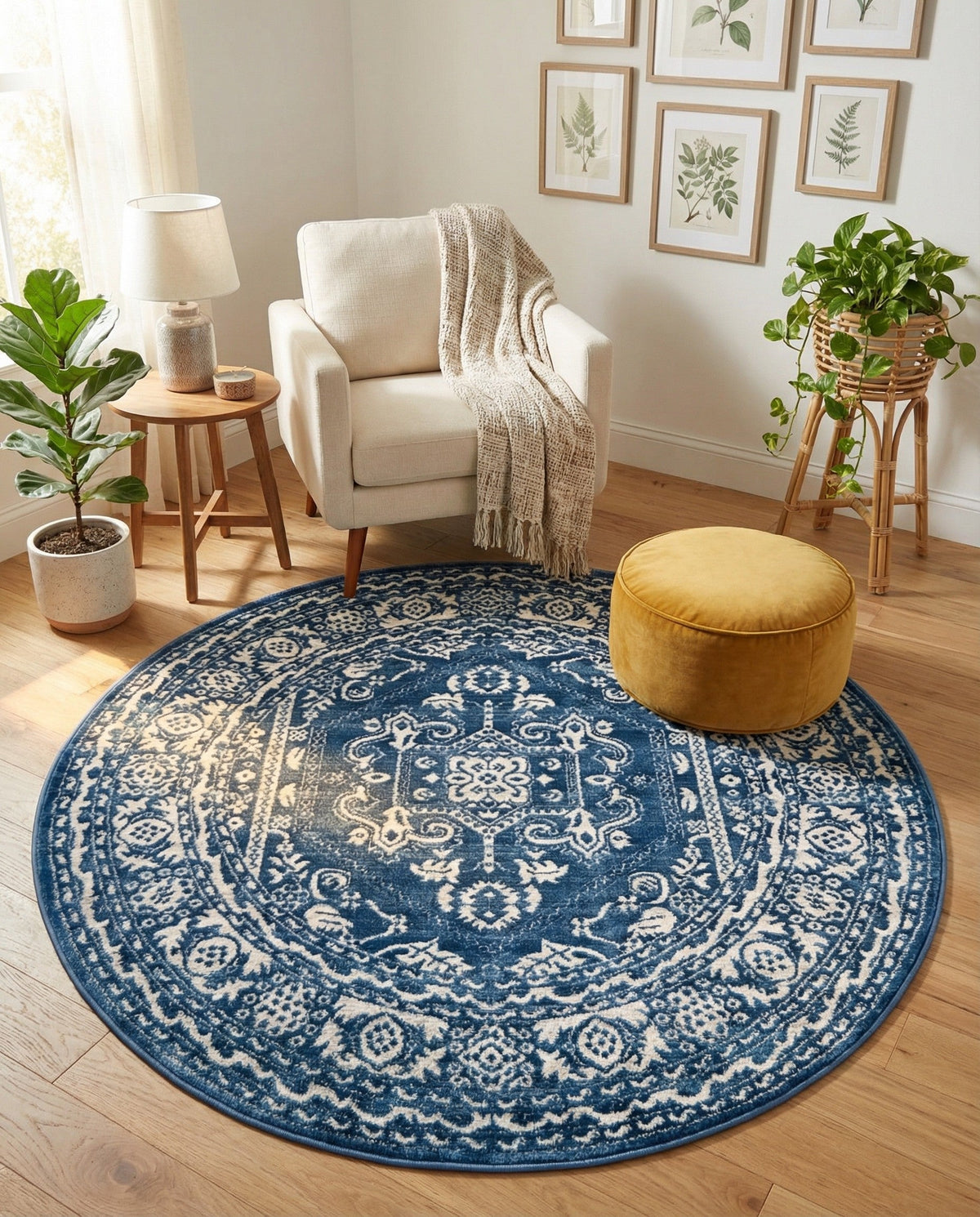 Charleston Elegance Collection Area Rug - Harborview Round Blue  lifestyle 175