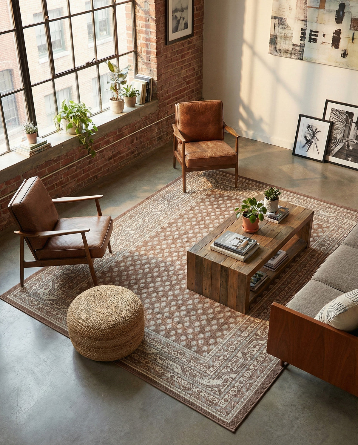 Soho Elegance Collection Area Rug -  Mercer (Brown) Rectangle Brown  lifestyle 14