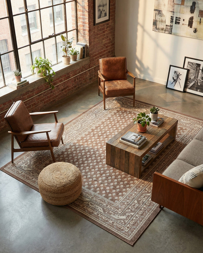 Soho Elegance Collection Area Rug -  Mercer (Brown) Rectangle Brown  lifestyle 14