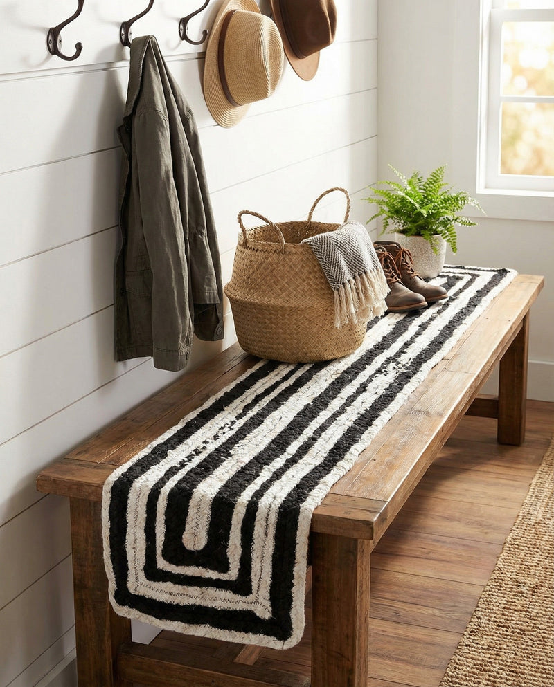 Woven Udaipur Collection Area Rug - Jaipur Table Runner Black and White  lifestyle 67