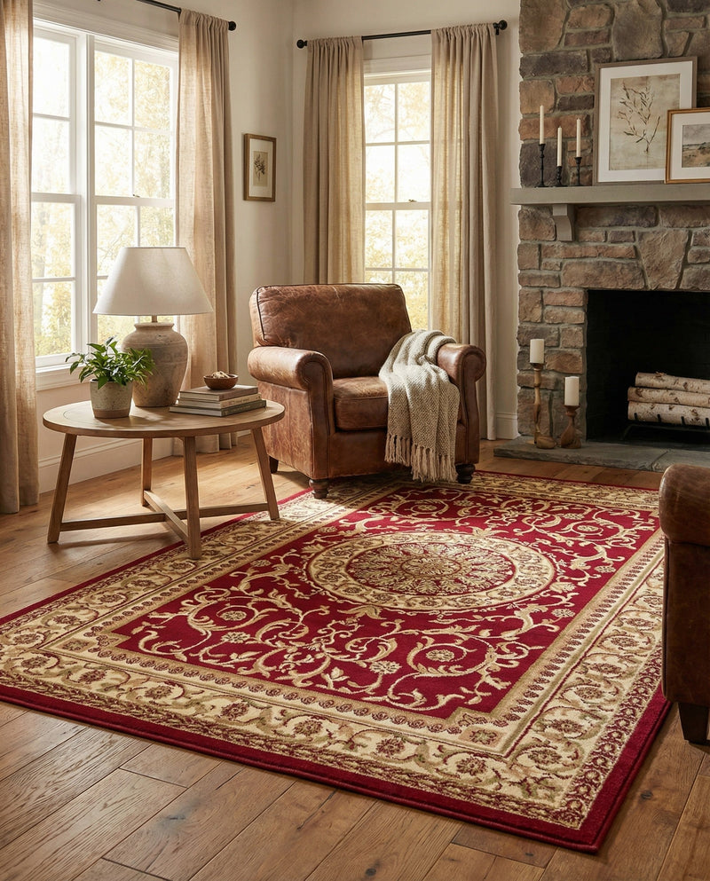 Versailles Elegance Collection Area Rug -  Montreuil Rectangle Red  lifestyle 66