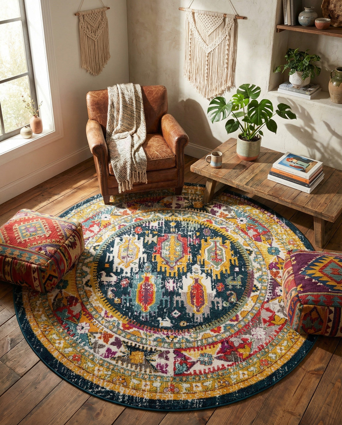 Brighton Terrace Collection Area Rug -  Portslade Round Navy Blue  lifestyle 59