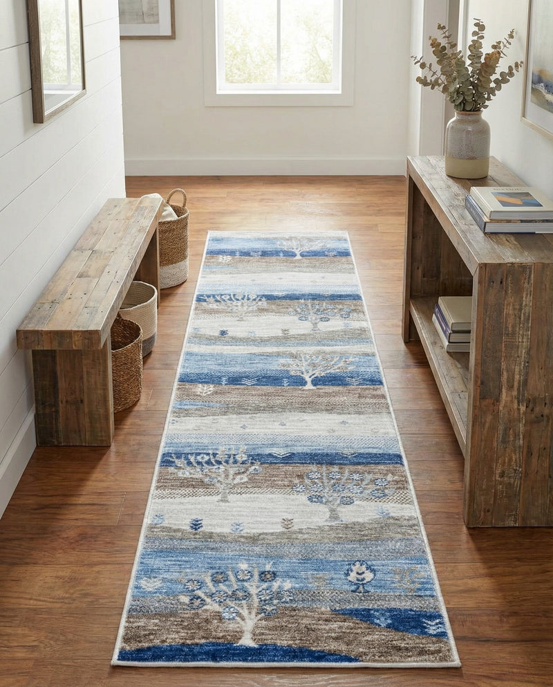 Zagros Shades Collection Area Rug -  Behbahan Runner Blue Gray  lifestyle 66