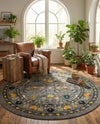 Chateau Elegance Collection Area Rug -  Luxembourg Round Gray  lifestyle 62