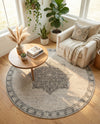 Mykonos Manor Collection Area Rug -  Tinos (Ivory) Round Ivory  lifestyle 62