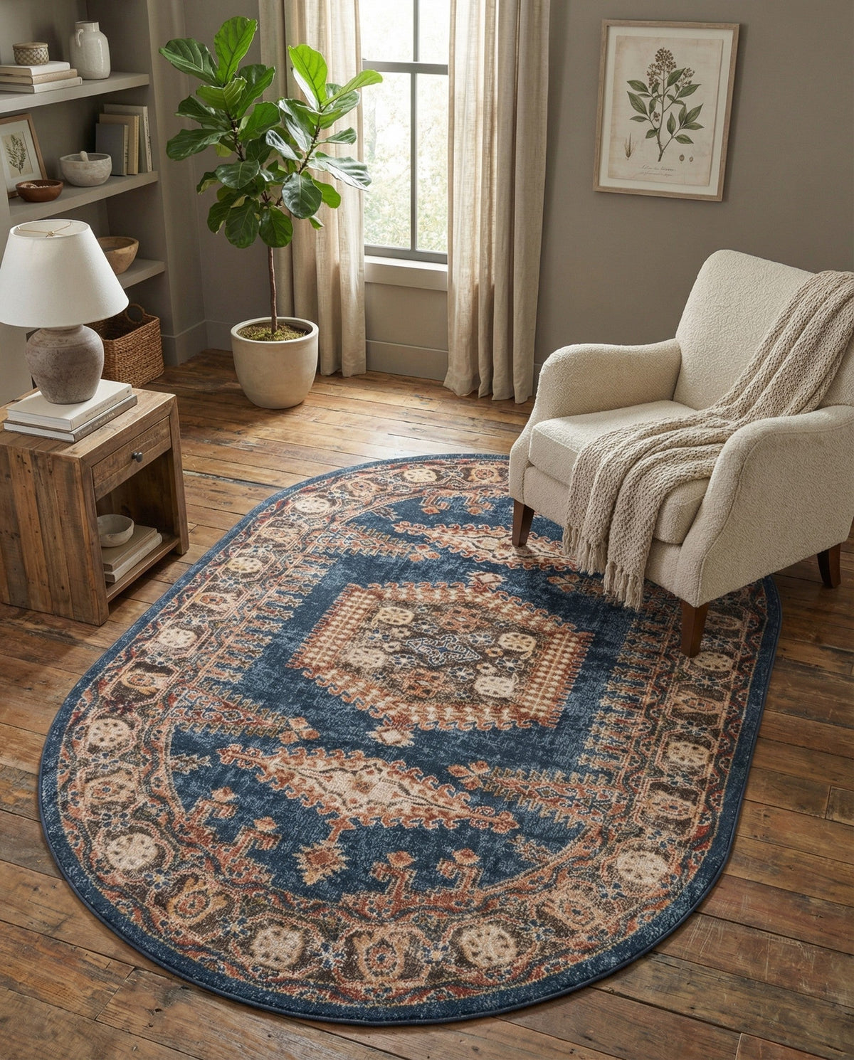 Eden Oasis Collection Area Rug -  Refuge (Blue) Oval Blue  lifestyle 62