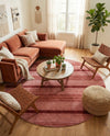 Jewel Oasis Collection Area Rug - Sapphire (Rusty Pink Rose) Round Rusty Pink Rose  lifestyle 48
