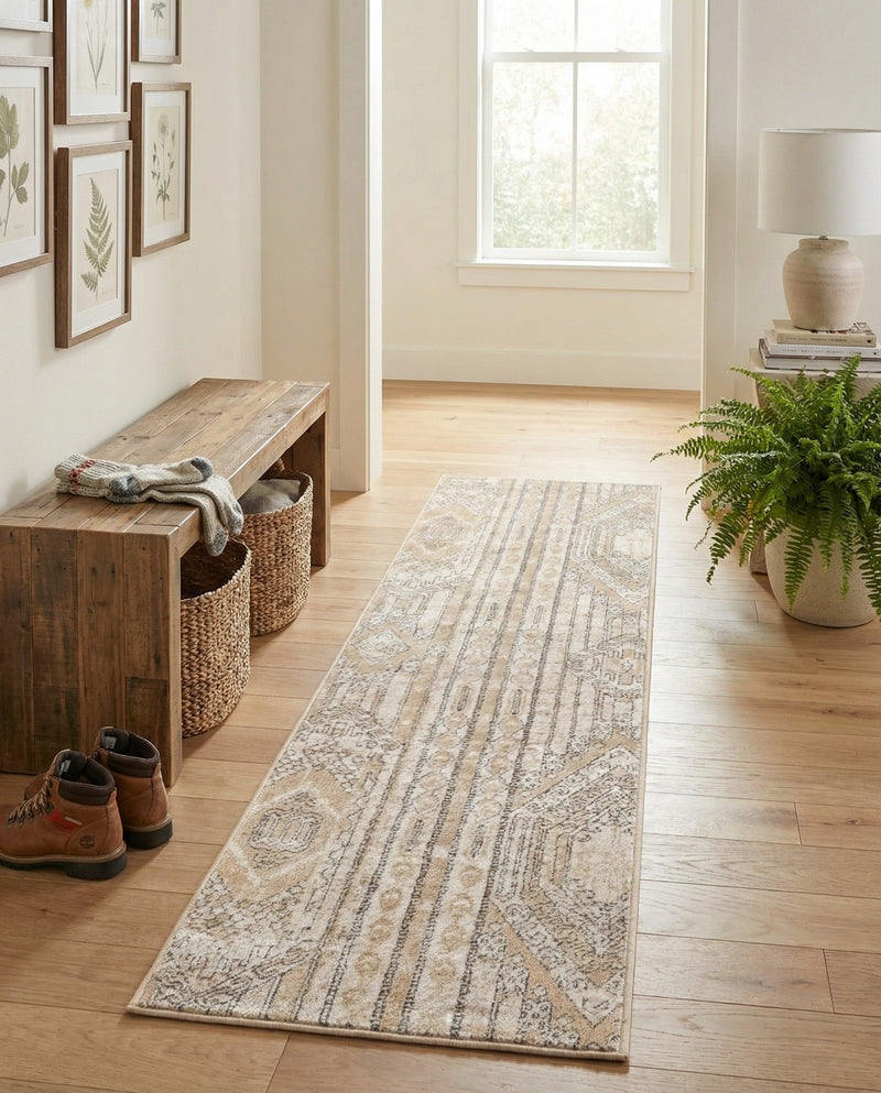 Cascade Range Collection Area Rug - Hood (Ivory) Runner Ivory  lifestyle 40