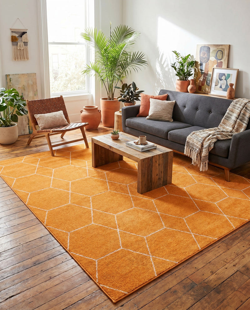 Trellis Mosaic Collection Area Rug - Arborville (Orange) Rectangle Orange  lifestyle 16