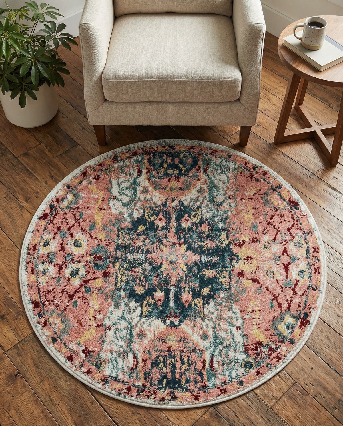 Savannah Elegance Collection Area Rug -  Azalea Round Pink  lifestyle 171