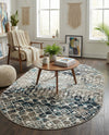 Mediterranean Lattice Collection Area Rug - Santorini (Multi Gray Blue) Oval Multi Gray Blue  lifestyle 81