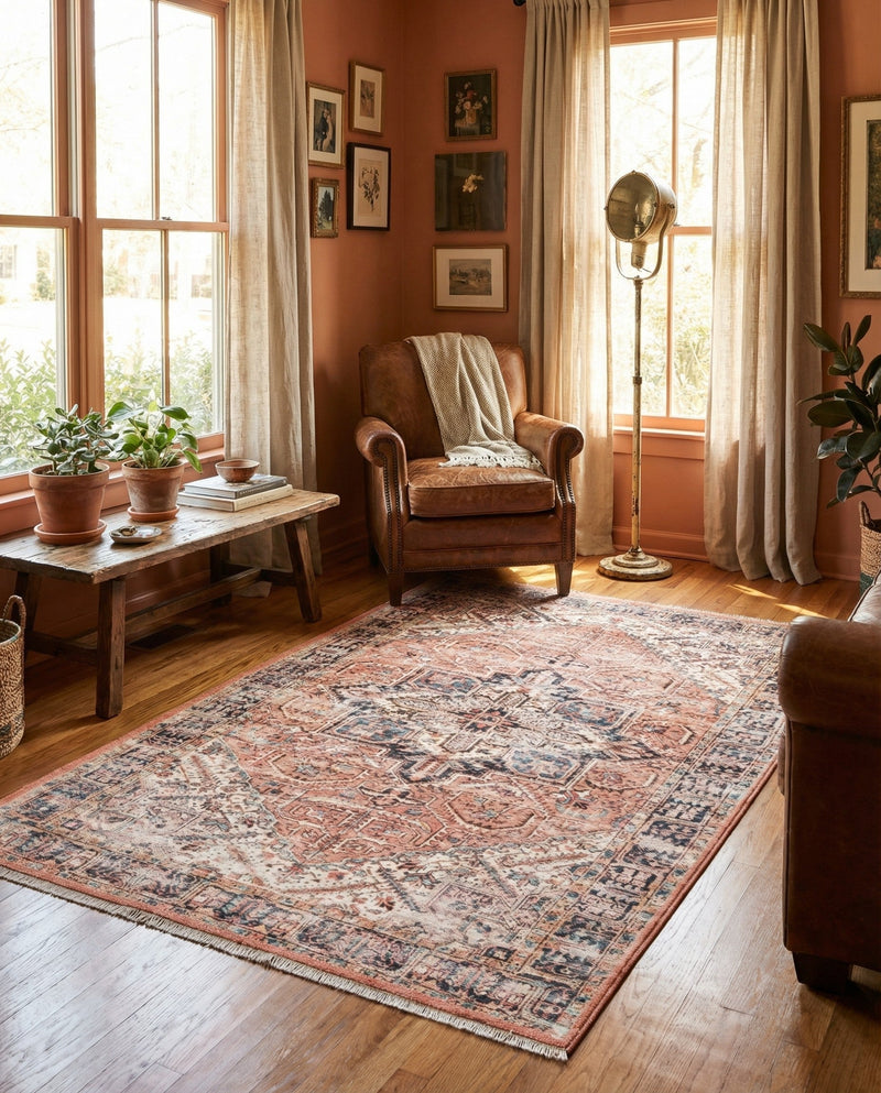 Bazaar Chic Collection Area Rug -  Chefchaouen Rectangle Salmon Pink  lifestyle 14