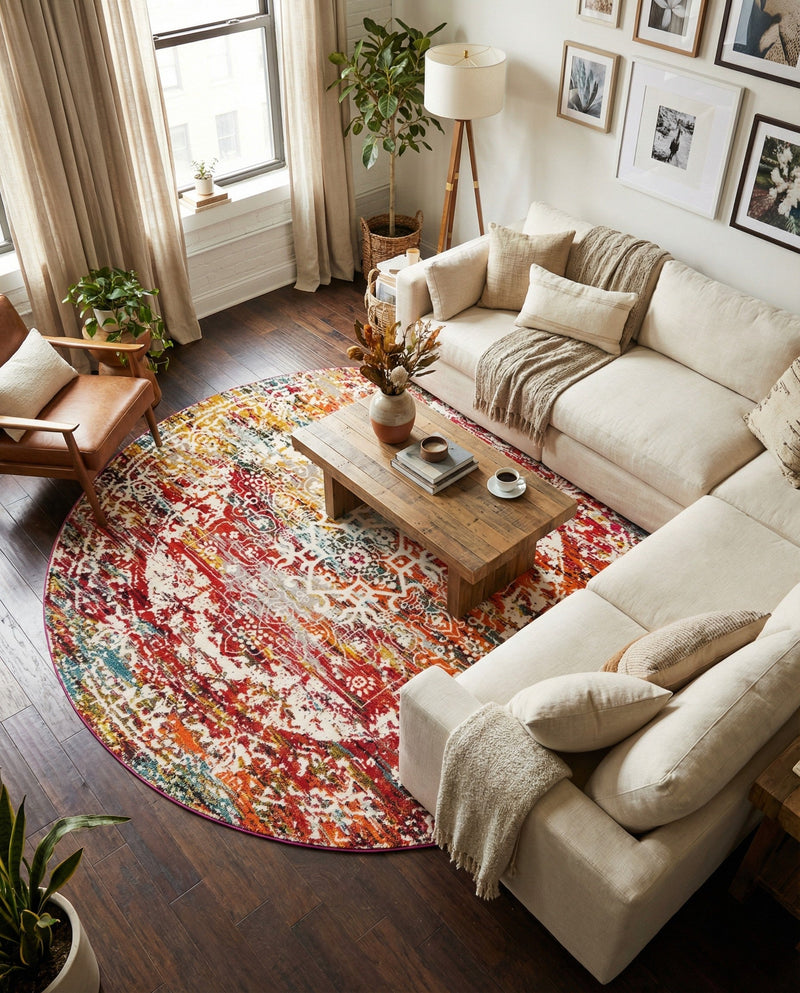 Georgetown Rugs Collection Area Rug - Dupont (Multi) Round Multi  lifestyle 41