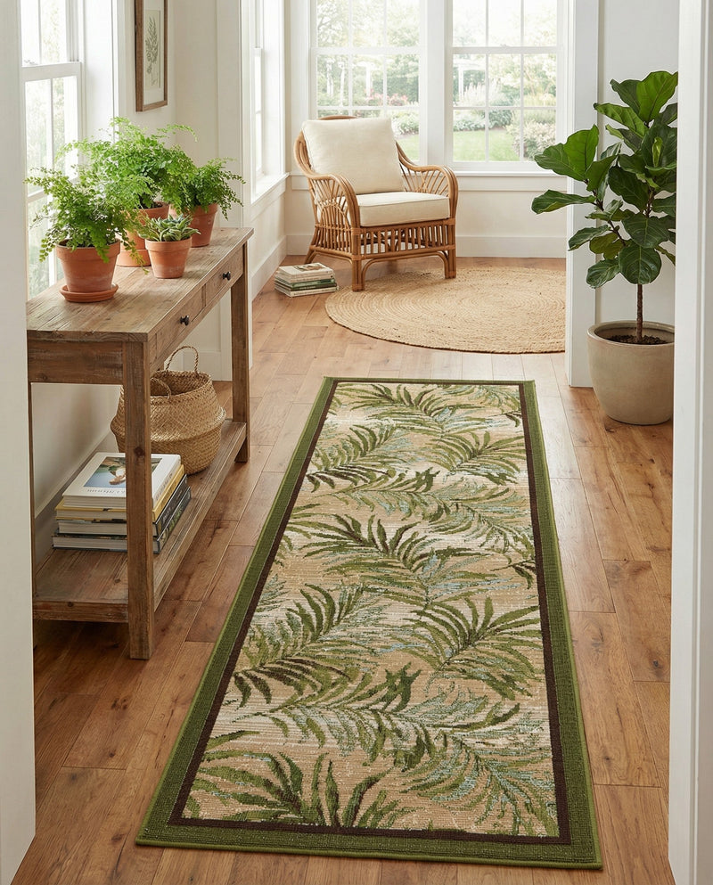 Seaside Blooms Collection Area Rug -  Verdant Runner Green  lifestyle 44